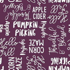 Favorite things of fall - fall words on plum  - LAD19