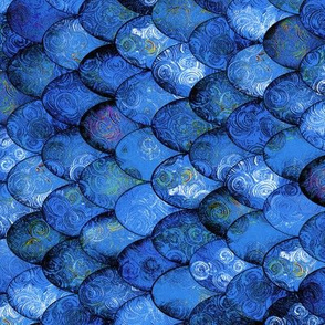 Rebecca: Deep Blues in Mermaid or Dragon Scales Rotated 90R by Su_G_©SuSchaefer