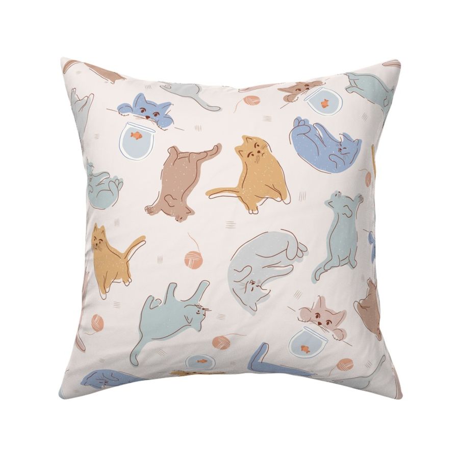 Busy Cats / playful sweet animal pattern colorful 