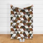 cinnamon + mocha linen triangle wholecloth // mocha, cedar, 13-2, 12-16, 19-16, olive green, cinnamon