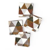 cinnamon + mocha linen triangles // mocha, cedar, 13-2, 12-16, 19-16, olive green, cinnamon