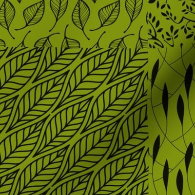 Doodle Leaves Yellow Green