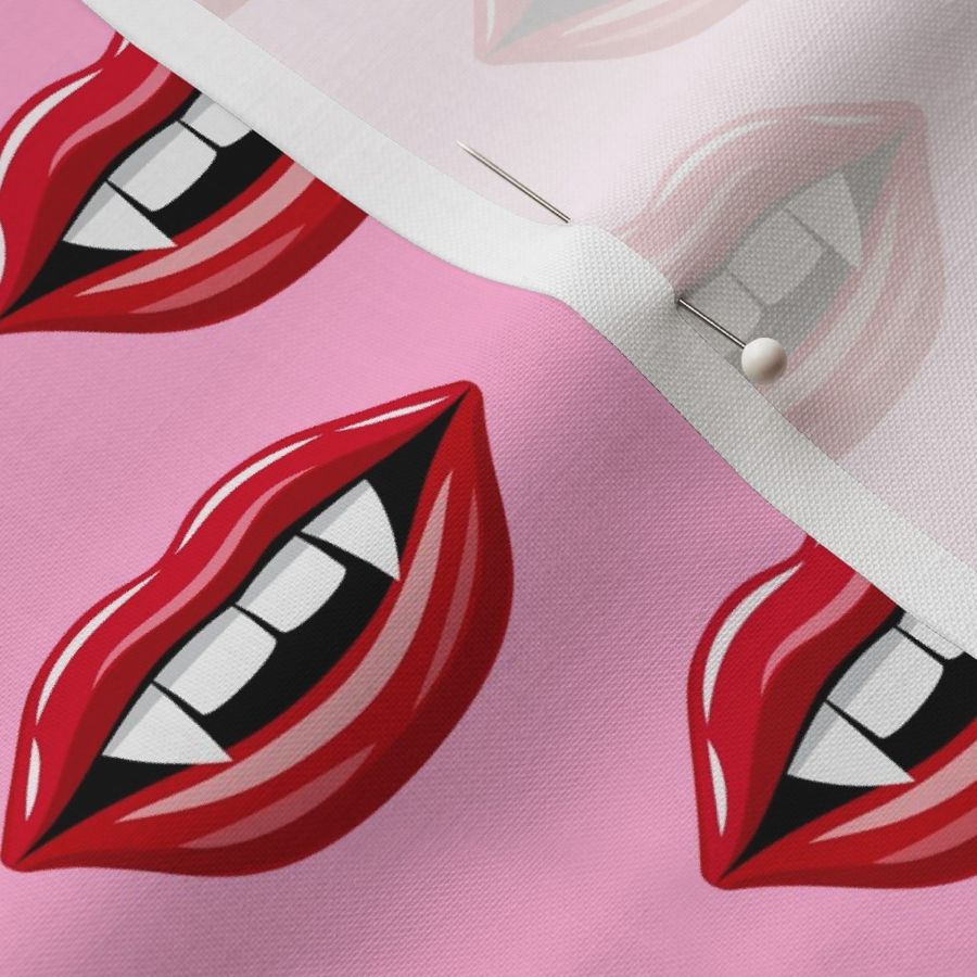 Vampire Lips - bright pink - halloween - Fabric | Spoonflower