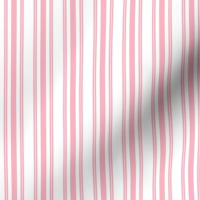 Trendy Large Pink Petal French Mattress Ticking Double Stripes