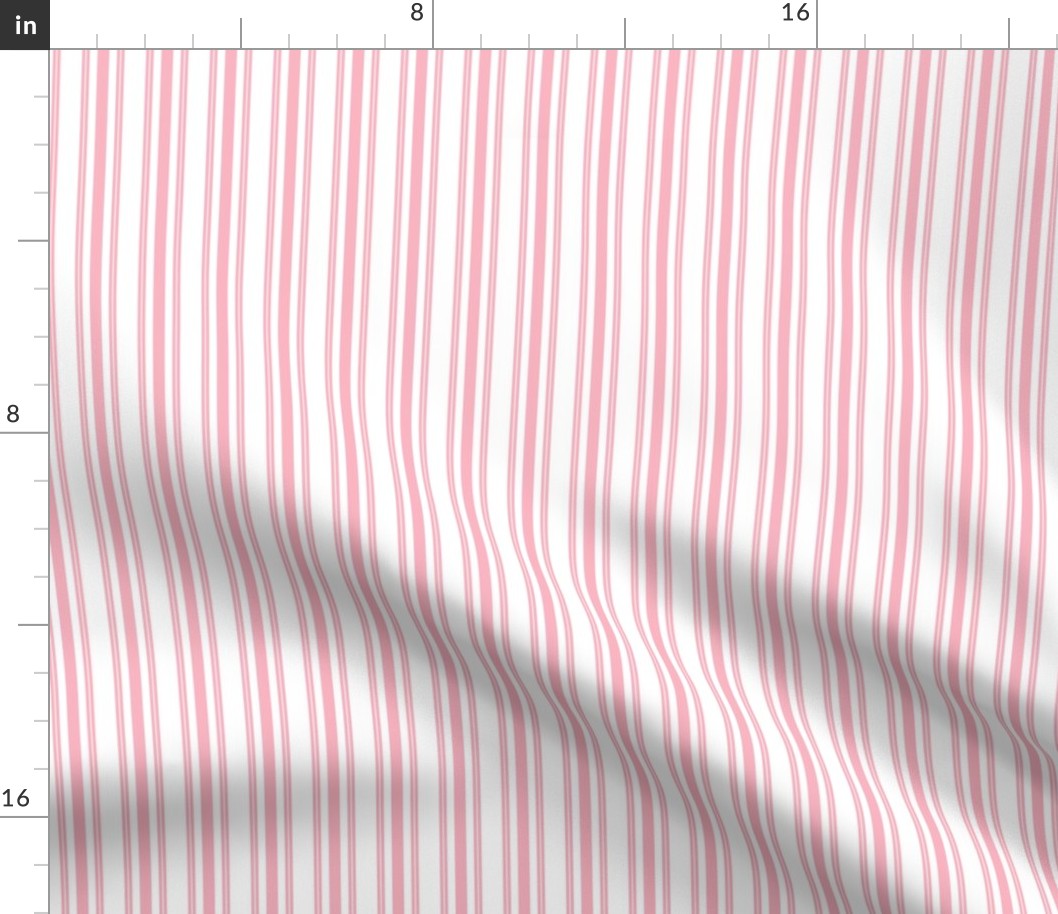 Trendy Large Pink Petal French Mattress Ticking Double Stripes