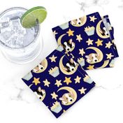 4" cute black and tan welsh cardigan corgi sleeping on the moon and stars adorable painted corgis design corgi lovers will adore this lovely fabric