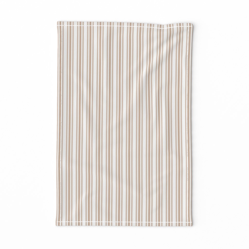 Trendy Large Beige Burlap French Mattress Ticking Double Stripes