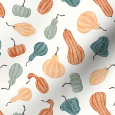 Fall Gourds - fall colors on cream  - winter squash thanksgiving - LAD19