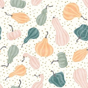 Fall Gourds - fall pastels on polka dots - winter squash thanksgiving - LAD19
