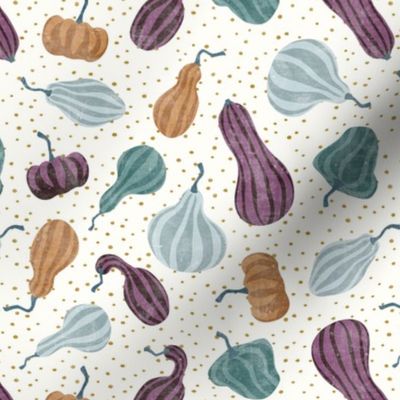 Fall Gourds - eggplant, blue on polka dots - winter squash thanksgiving - LAD19