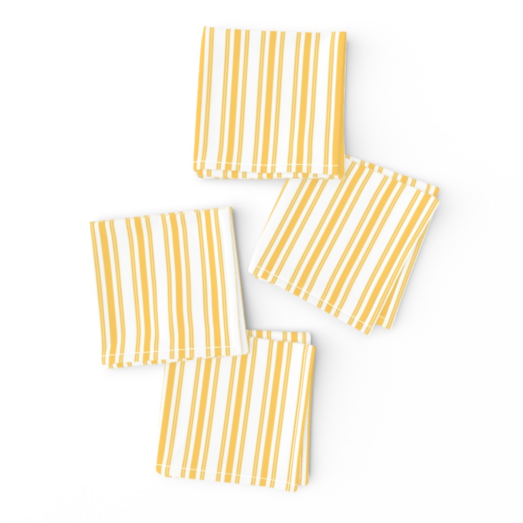 Trendy Large Yellow Butter French Mattress Ticking Double Stripes