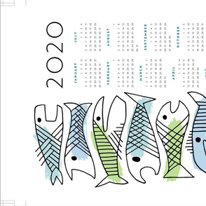 fish calendar towel
