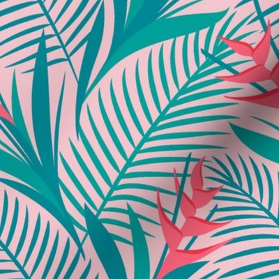 Tropical Flowers Green&Pink