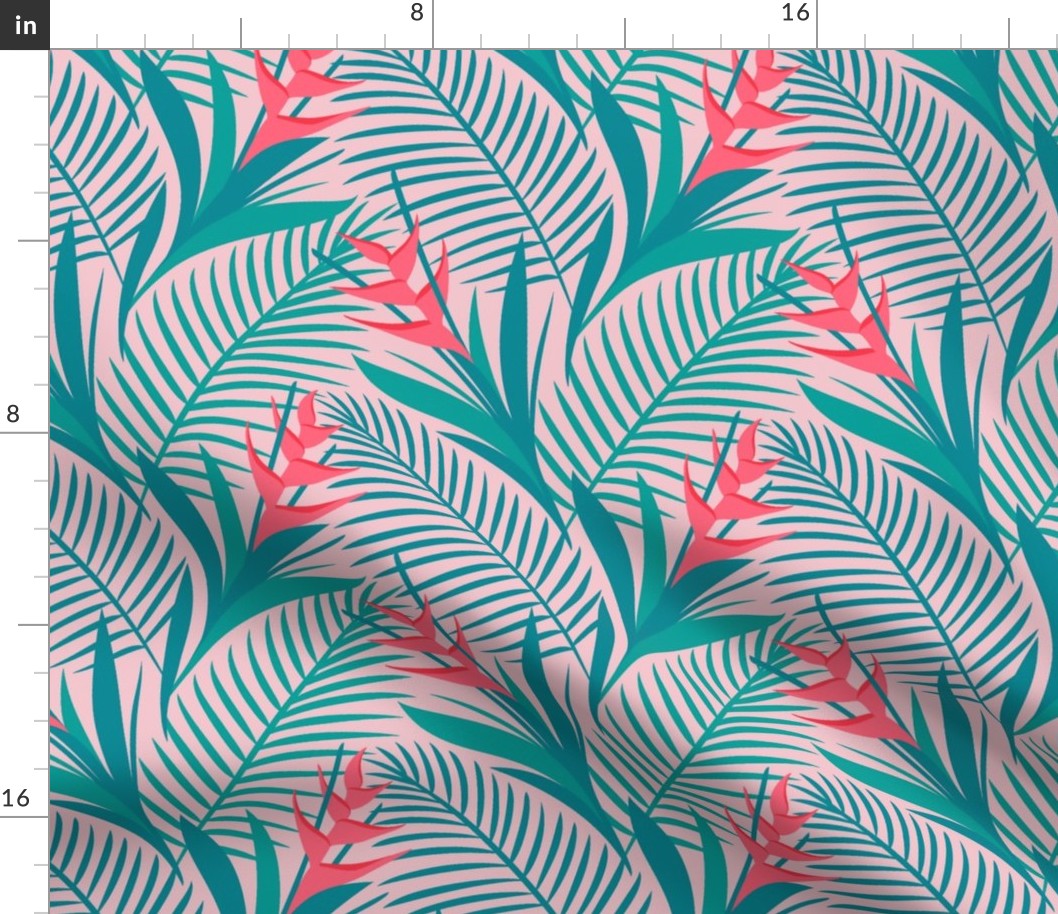 Tropical Flowers Green&Pink
