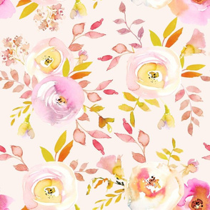 14" Soft blush watercolor roses 1