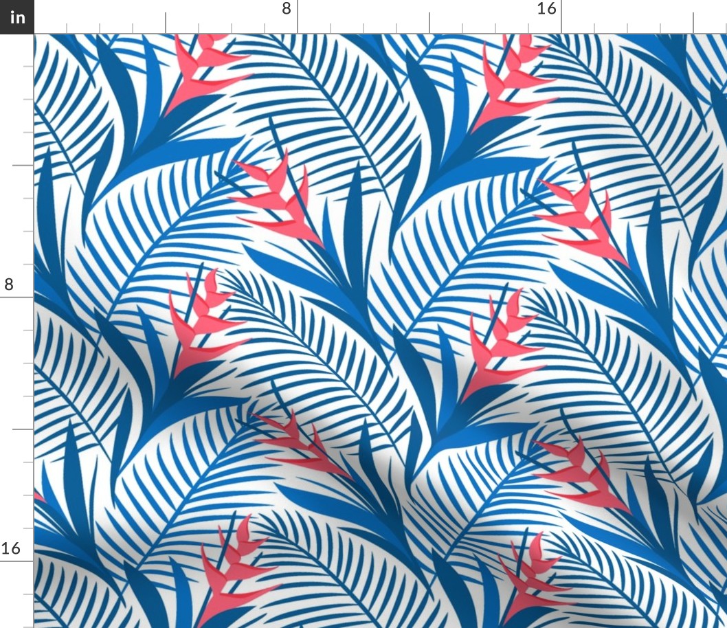 Tropical Flowers Blue&White 