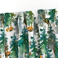 13" woodland trees with forest animals 