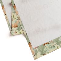 18" Woodland Adventure Awaits - Deer Fox Hedgehog Mice and Bunny - Woodland fabric, woodland animals fabric dark