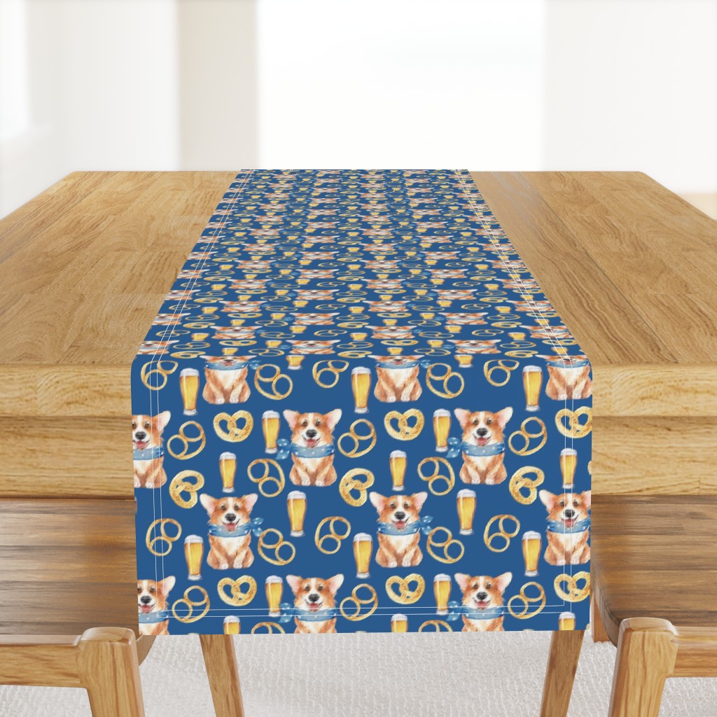 6" cute welsh cardigan corgi celebrating oktoberfest with beer and pretzel adorable painted corgis design corgi lovers will adore this lovely fabric