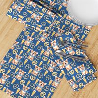 6" cute welsh cardigan corgi celebrating oktoberfest with beer and pretzel adorable painted corgis design corgi lovers will adore this lovely fabric