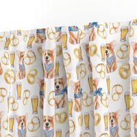 6"cute welsh cardigan corgi celebrating oktoberfest with beer and pretzel adorable painted corgis design corgi lovers will adore this lovely fabric