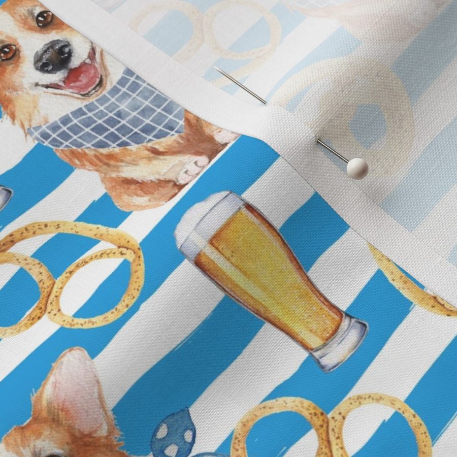 6" cute welsh cardigan corgi celebrating oktoberfest with beer and pretzel adorable painted corgis design corgi lovers will adore this lovely fabric