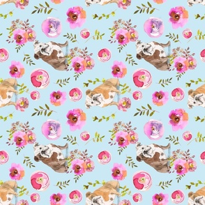  Costumer Wish- Rest In Peace Turned left 8" bulldog dog summer flower fabric, bulldog fabric, animal fabric