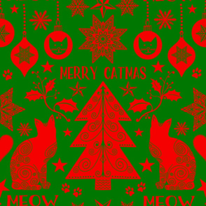 Merry Catmas Scandinavian Folk Art