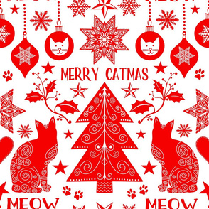 Merry Catmas Scandinavian Folk Art