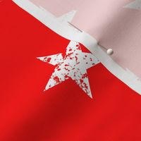 distressed white stars on red