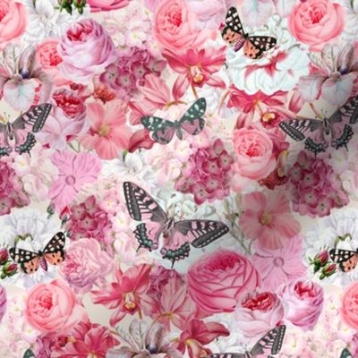 Romantic Summer Flower Butterfly Pattern