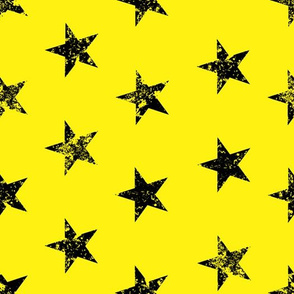 distressed black stars on yellow