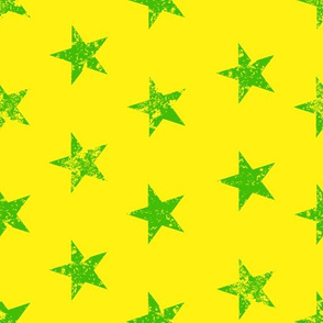 distressed green stars on yellow