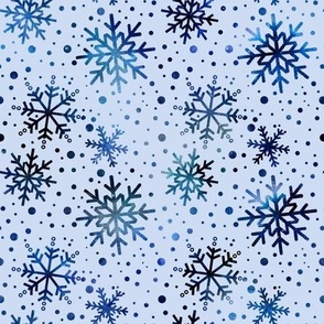 Blue Snow Crystal Christmas Pattern