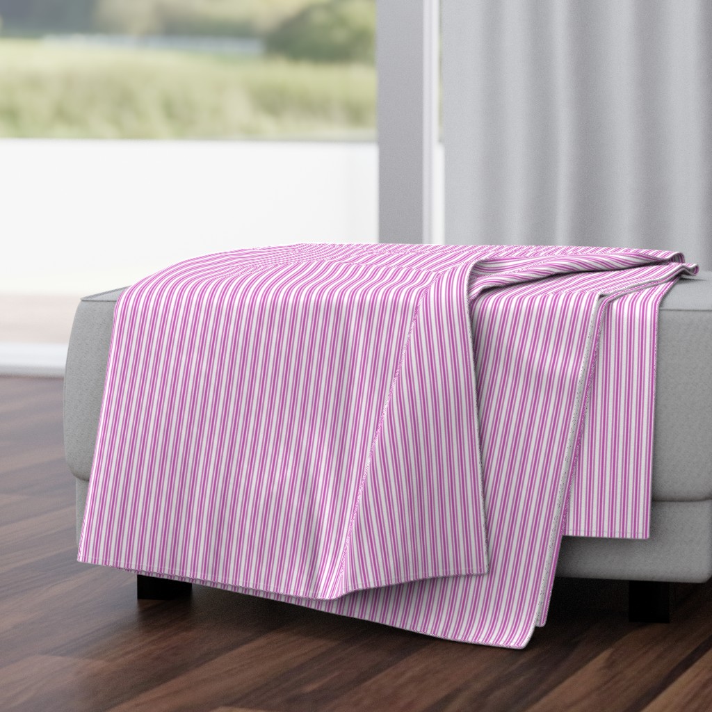 Classic Small Pink Fuchsia Pastel Pink French Mattress Ticking Double Stripes