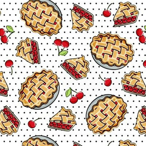 Sweet Cherry Pie - black polka dots - cherries - pie - foodie - LAD19
