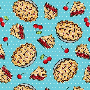 Sweet Cherry Pie - blue polka dots - cherries - pie - foodie - LAD19