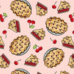 Sweet Cherry Pie - Pink polka dots - cherries - pie - foodie - LAD19