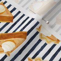 Pumpkin Pie Slice - fall dessert - thanksgiving - dark blue stripes - LAD19