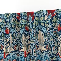Snakeshead by William Morris - LARGE - original blue Antiqued canvas background
