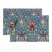 Snakeshead by William Morris - LARGE - original blue Antiqued canvas background