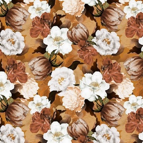 Ambesonne Vintage Fabric By The Yard, Floral Nostalgia With Peony