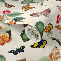 12" Vintage Butterflies - beige cream - 2 layers