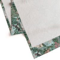 14" Tropical Night - Toucan in palm jungle with tropical flowers and bananas - teal