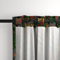 14" Tropical Night - Toucan in palm jungle with tropical flowers and bananas - dark gray