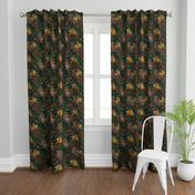 14" Tropical Night - Toucan in palm jungle with tropical flowers and bananas - dark gray