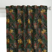 14" Tropical Night - Toucan in palm jungle with tropical flowers and bananas - dark gray