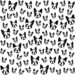 Boston Terrier Dog black white fabrics 