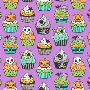 Halloween Fall Cupcakes on Purple Smaller 1,75 inch