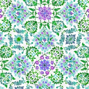 Garden arabesque ceramic tile green pattern repeat 